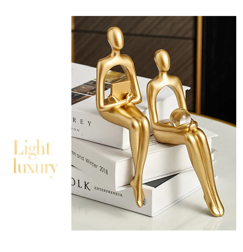 Light Luxury Human Body Art Ornament Decorate Abstract Resin Creative Golden Arts And Crafts Home Office Business Originality