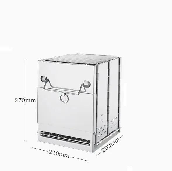 Portable Camping Wood Burning Stove Folding Camp Stove Stainless Steel Campfire Stove for Outdoor Cooking Picnic Hiking BB