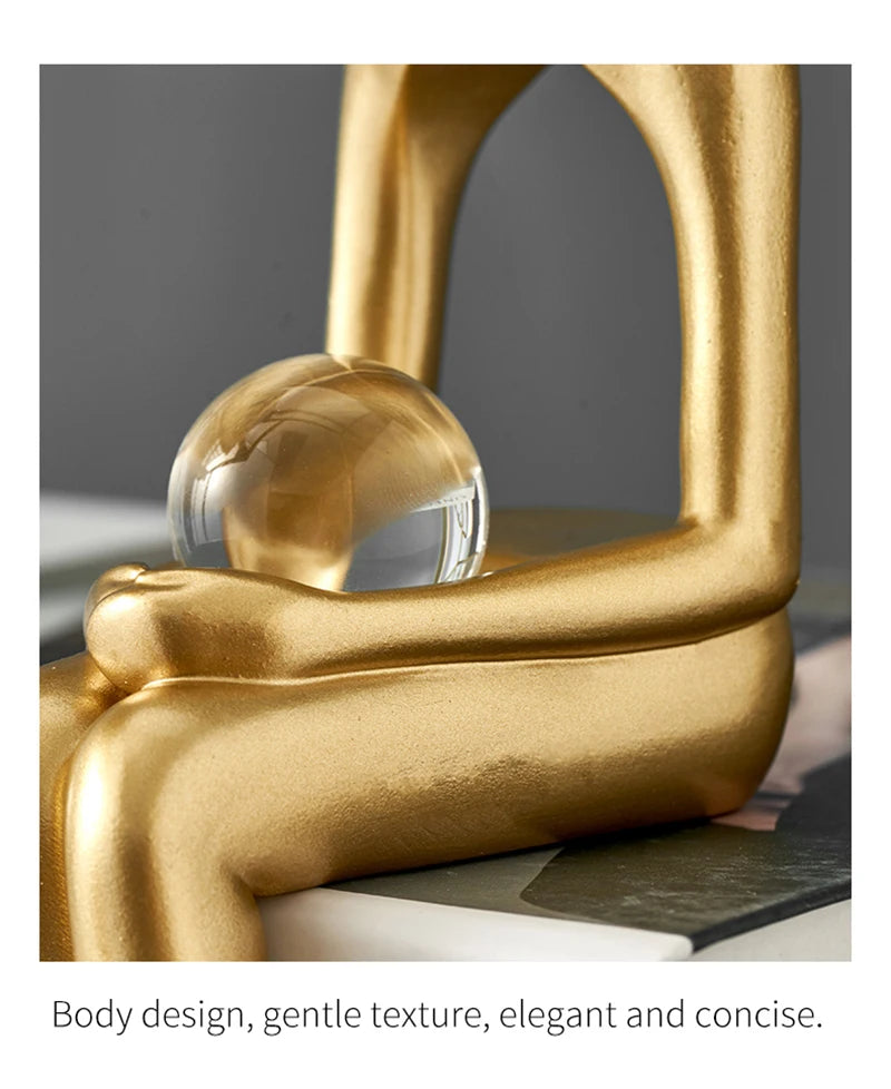 Light Luxury Human Body Art Ornament Decorate Abstract Resin Creative Golden Arts And Crafts Home Office Business Originality