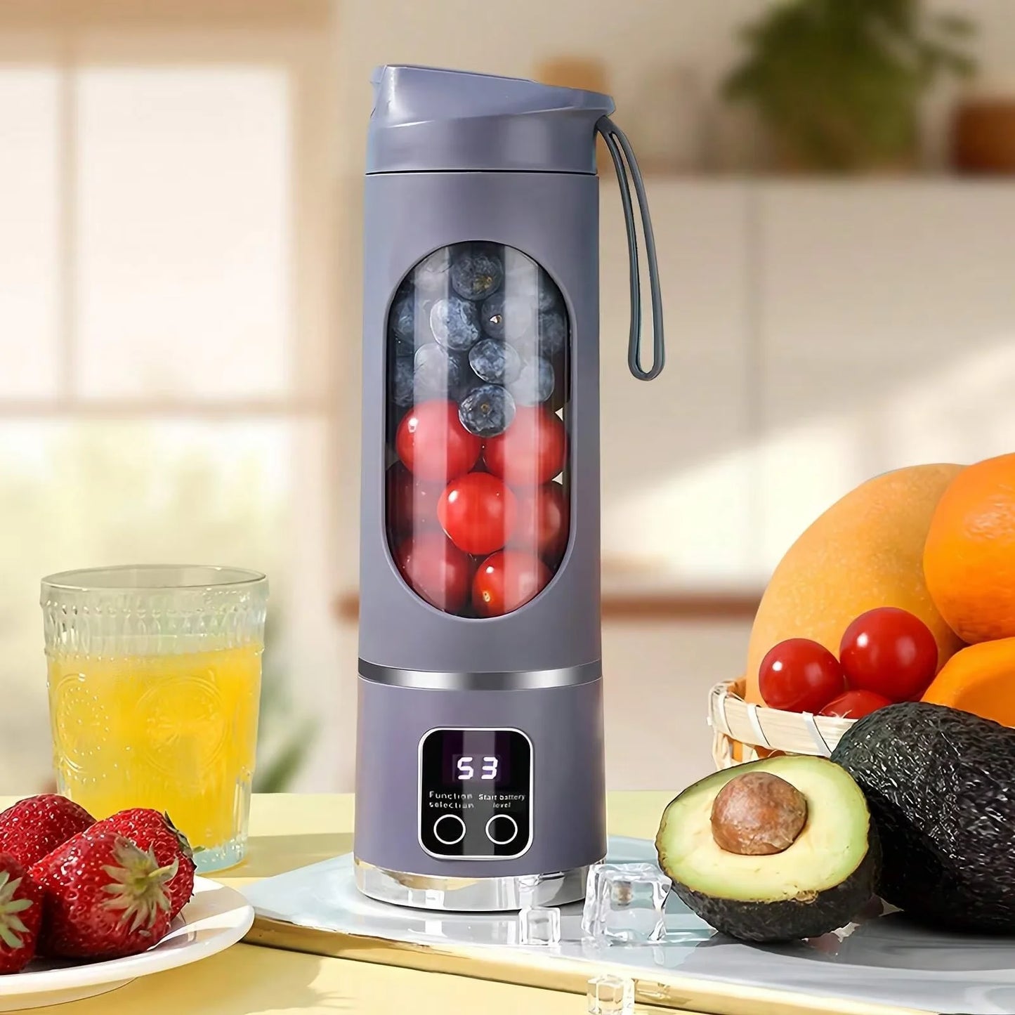 450ml Portable Juicer Cup 8/12 Blade Head USB Charging Mini Blender Electric Juicer 3 Gears Double Cover Fruit Mixer Ice Crusher