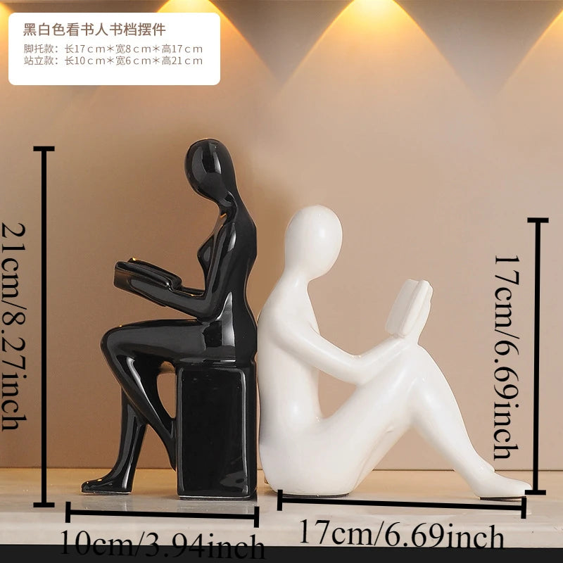Light Luxury Ornaments High-end Modern Bookcase Character Ornaments Home Living Room TV Wine Cabinet Office Study Decoration