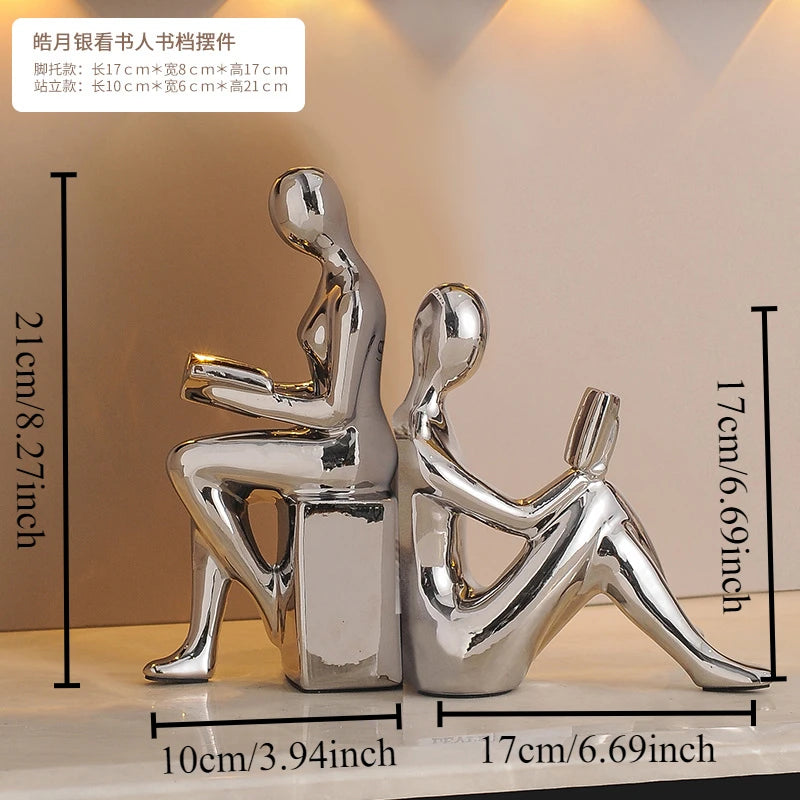 Light Luxury Ornaments High-end Modern Bookcase Character Ornaments Home Living Room TV Wine Cabinet Office Study Decoration