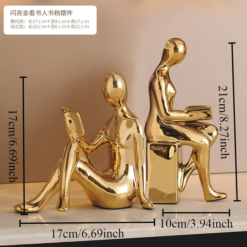 Light Luxury Ornaments High-end Modern Bookcase Character Ornaments Home Living Room TV Wine Cabinet Office Study Decoration