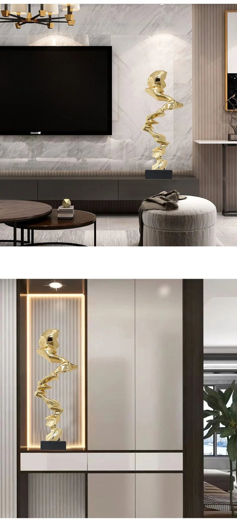 Modern Luxury Living Room Sculptures Creative Abstract Hotel Lobby Ornaments Aesthetic Resin Sculpture Artworks Room Decoration