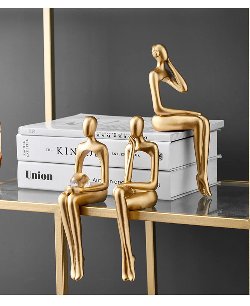 Light Luxury Human Body Art Ornament Decorate Abstract Resin Creative Golden Arts And Crafts Home Office Business Originality