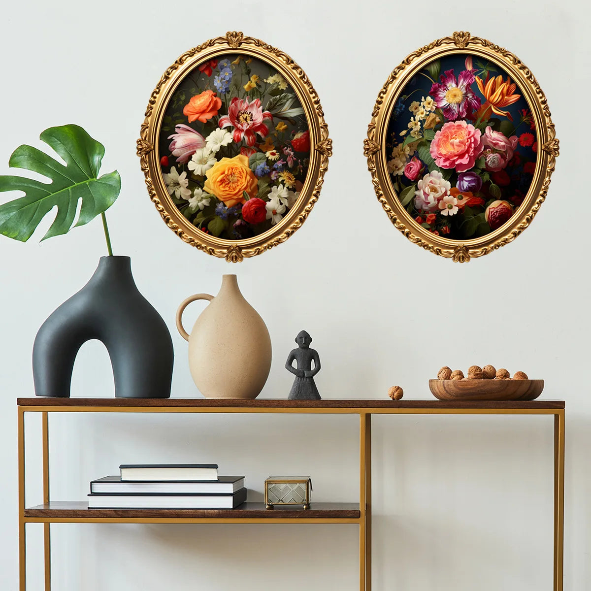 Luxury Floral Wall Panels - Self-Stick European Style Wall Art, 4-Panel Home Decor for Bedroom & Living Room