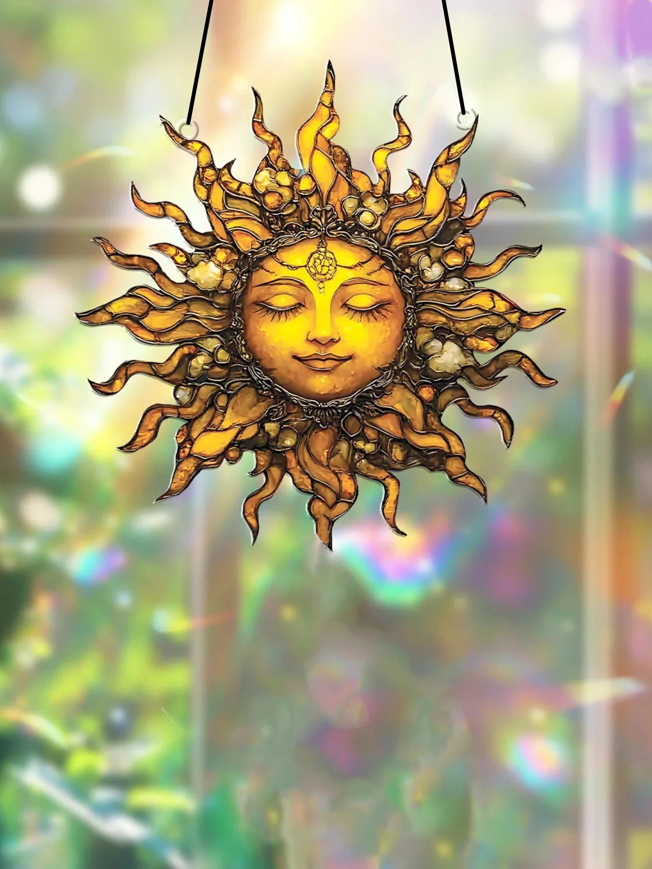 Boho Style Sun Face Suncatcher Bedroom Living Room Window Decor Sun Hanging Decorations Unique Gift for Home & Garden Art Lovers