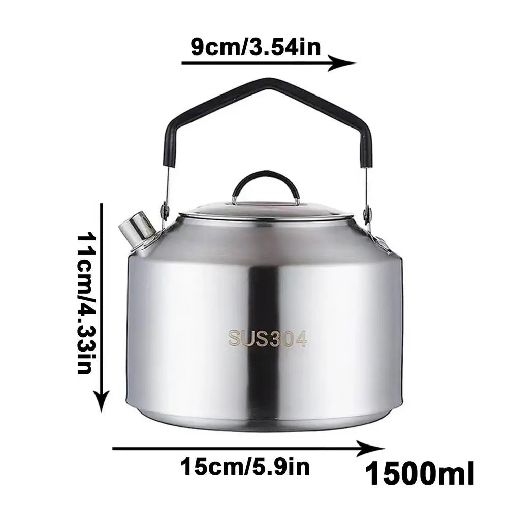 Camping Water Kettle 1L/1.5L Outdoor Coffee Kettle Tableware Picnic Supplies Equipment Utensils Camping Tea Kettle Cookware