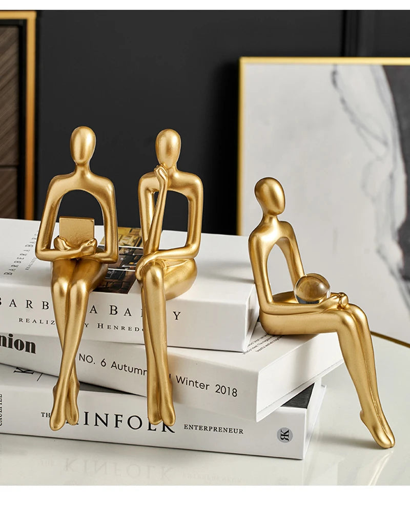 Light Luxury Human Body Art Ornament Decorate Abstract Resin Creative Golden Arts And Crafts Home Office Business Originality