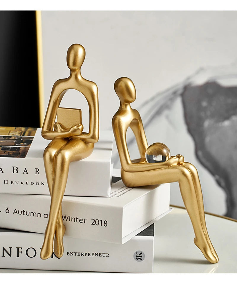 Light Luxury Human Body Art Ornament Decorate Abstract Resin Creative Golden Arts And Crafts Home Office Business Originality