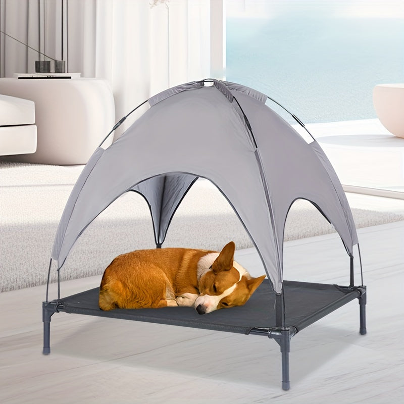 Premium Foldable Dog Bed with Canopy - Portable Elevated Sleeping Tent - Durable Camp Bed for Indoor/Outdoor Adventures - Sunshade Protection, Detachable Design for Easy Travel