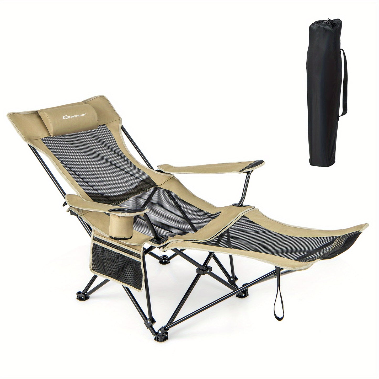 Costway Folding Camping Chair w/ Detachable Footrest for Fishing, Camp, Picnics
