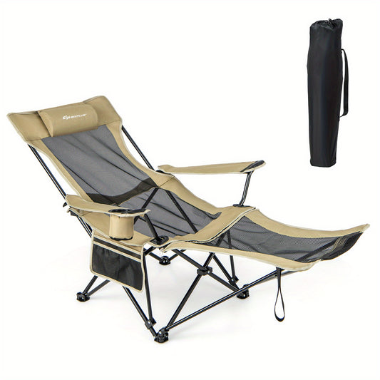 Costway Folding Camping Chair w/ Detachable Footrest for Fishing, Camp, Picnics