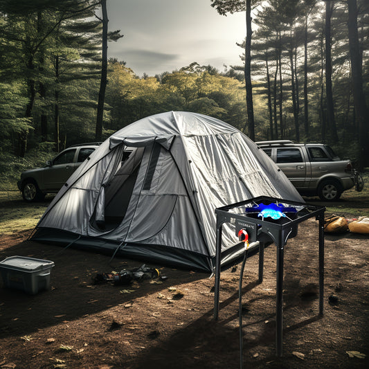 DR.CAMP Propane Gas Burner (1-2 Burners)with 20 PSIG High Pressure Regulator - Outdoor Camping Camp Garden BBQ Grill Stove Burner - Father'S Day Gift For Men