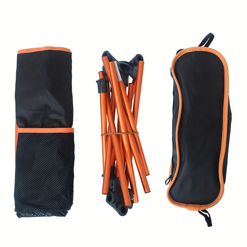 Fiberglass Frame Patio Furniture Set with Leather Table Top - Portable & Easy-to-Clean Reclining Camp Chair and Folding Table for Outdoor Use