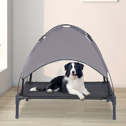 Premium Foldable Dog Bed with Canopy - Portable Elevated Sleeping Tent - Durable Camp Bed for Indoor/Outdoor Adventures - Sunshade Protection, Detachable Design for Easy Travel
