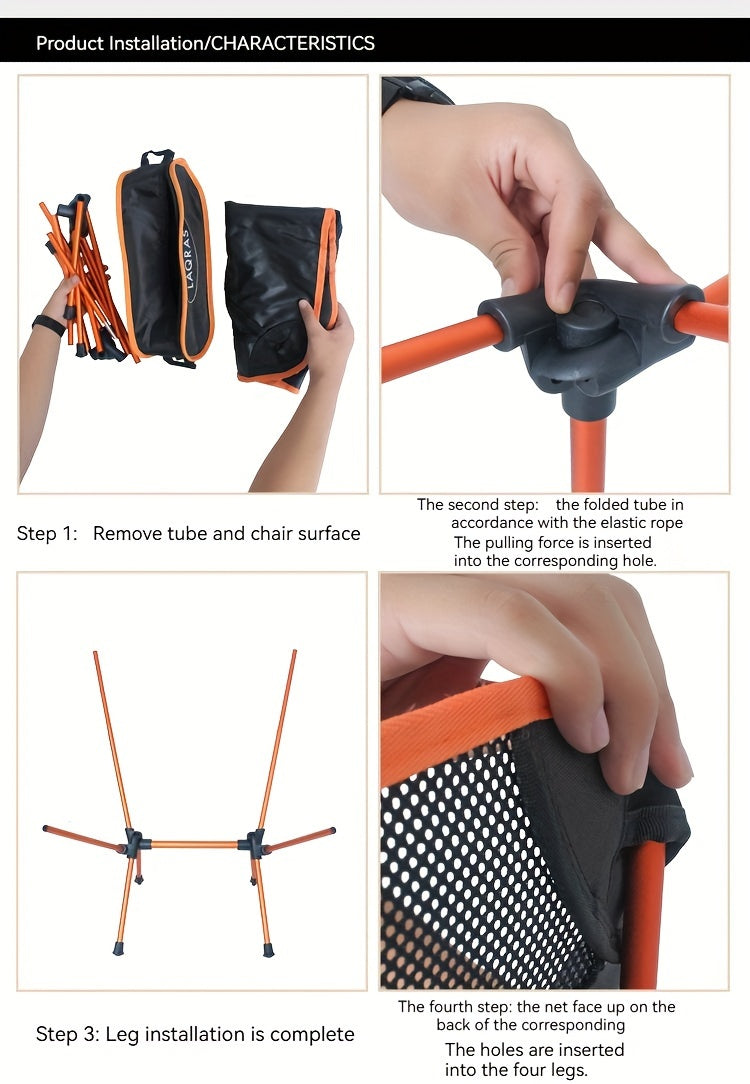 Fiberglass Frame Patio Furniture Set with Leather Table Top - Portable & Easy-to-Clean Reclining Camp Chair and Folding Table for Outdoor Use