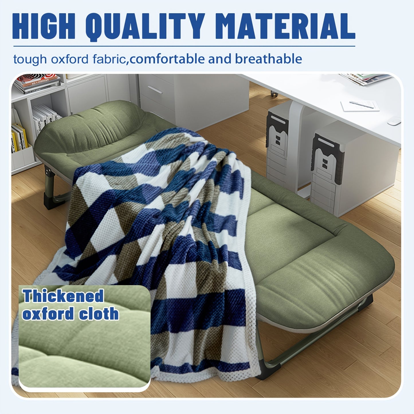 Sleeping Cots/Camping Cots For Adults-6 Adjustable Positions, Foldable Poldable Folding Cot With Blanket And Cover, Heavy Duty Strong Frame Cot Bed For Camp, Travel, Room, Office(900lbs Plank Support)