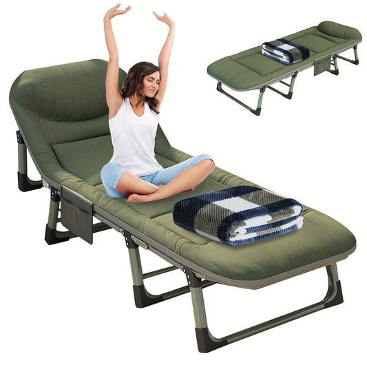 Sleeping Cots/Camping Cots For Adults-6 Adjustable Positions, Foldable Poldable Folding Cot With Blanket And Cover, Heavy Duty Strong Frame Cot Bed For Camp, Travel, Room, Office(900lbs Plank Support)