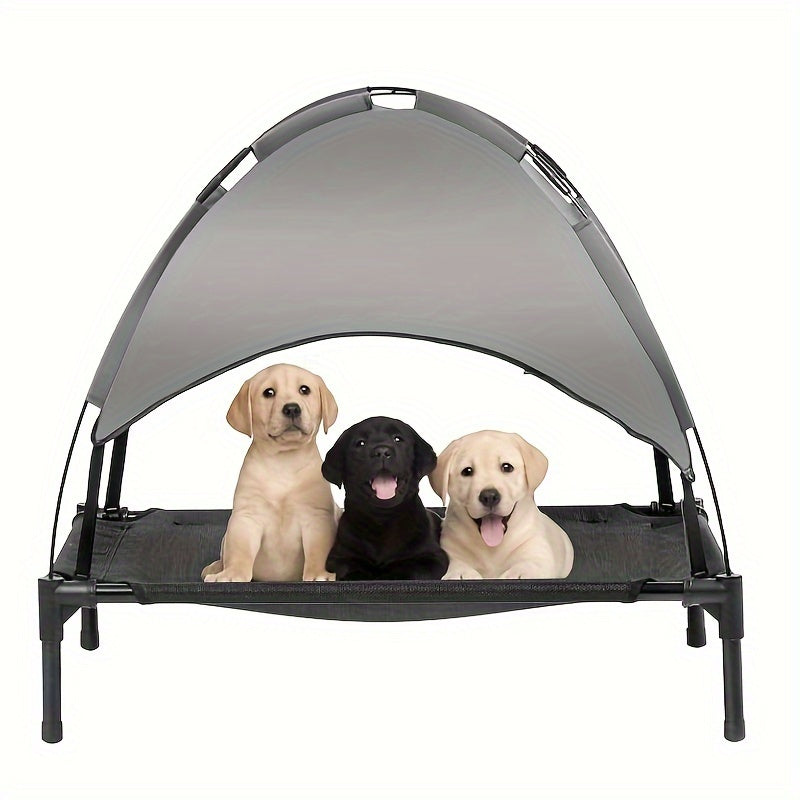 Premium Foldable Dog Bed with Canopy - Portable Elevated Sleeping Tent - Durable Camp Bed for Indoor/Outdoor Adventures - Sunshade Protection, Detachable Design for Easy Travel