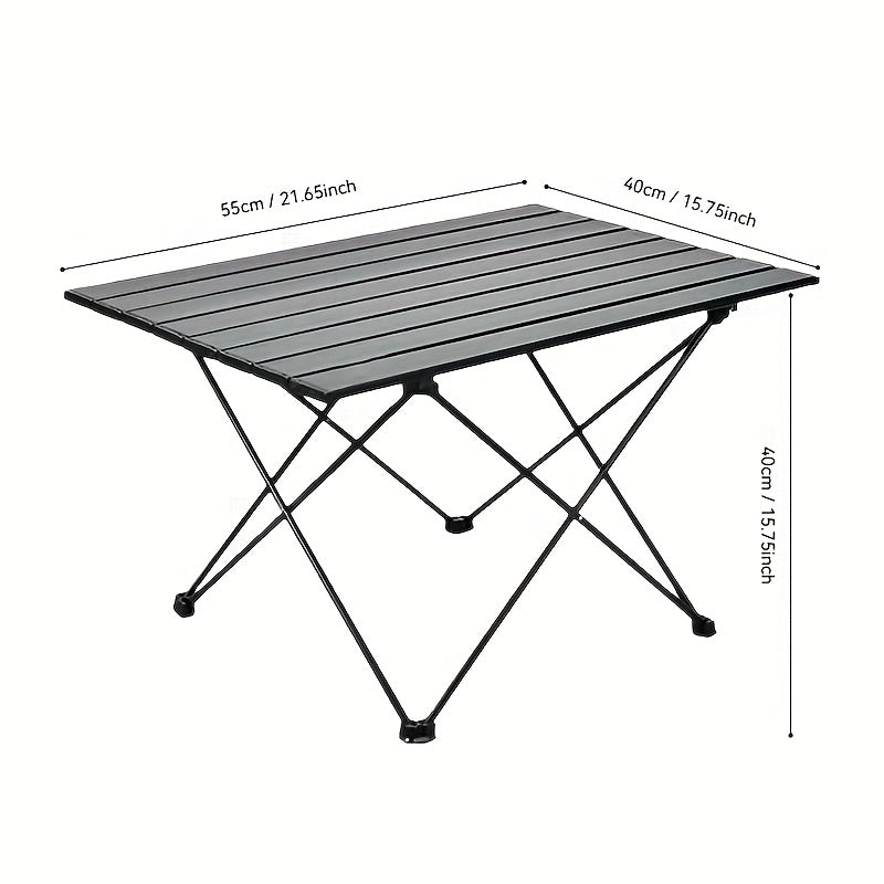 Portable Folding Camping Table, Lightweight Roll-Up Picnic Table with Storage Bag, Sturdy Aluminum Alloy Table Easy Carry Outdoor Camp Grill Table, Casual Style, Black for Indoor, Outdoor, Camping, Beach, Backyard, BBQ, Party