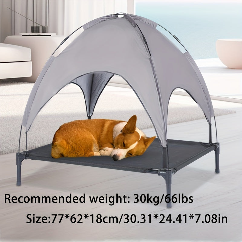 Premium Foldable Dog Bed with Canopy - Portable Elevated Sleeping Tent - Durable Camp Bed for Indoor/Outdoor Adventures - Sunshade Protection, Detachable Design for Easy Travel