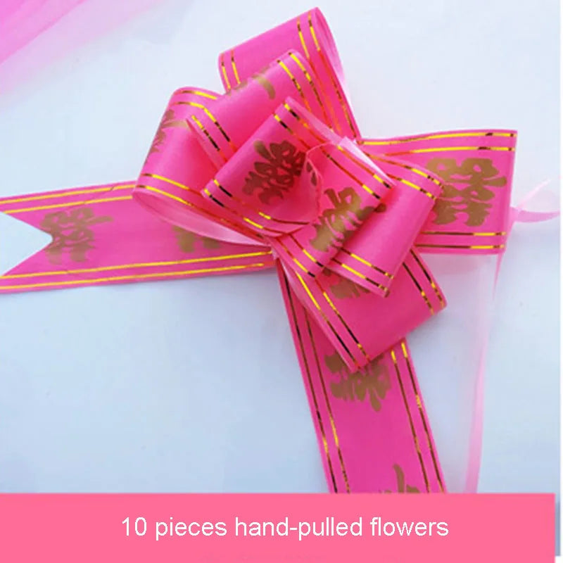 Wedding Car Decoration Flower Set Cover Door Handle Ribbons Silk Flower Garland With Tulle Rose Accessory Wed Decor2023