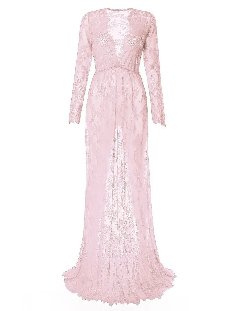 Pregnancy Dress for Photo Shoot Maternity Photography Props Sexy V Neck Lace Maxi Gown Dress Plus Size Pregnant Women Clothes