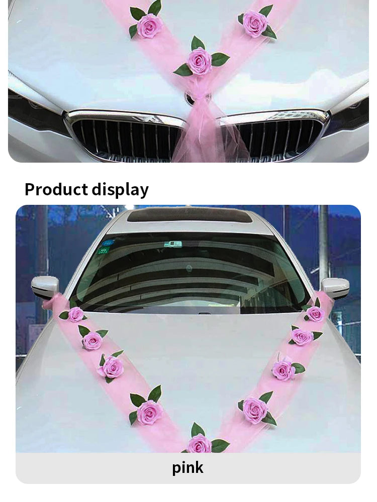 1set Wedding car decoration car head flower wedding supplies wedding main wedding car layout set creative personality