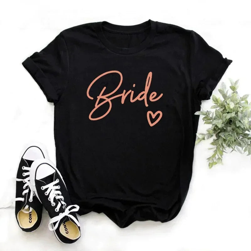 Bachelorette Party Tshirt Love Heart Team Bride Squad T-shirt Bridal Shower Top Bachelor Hen Party Wedding Engagement