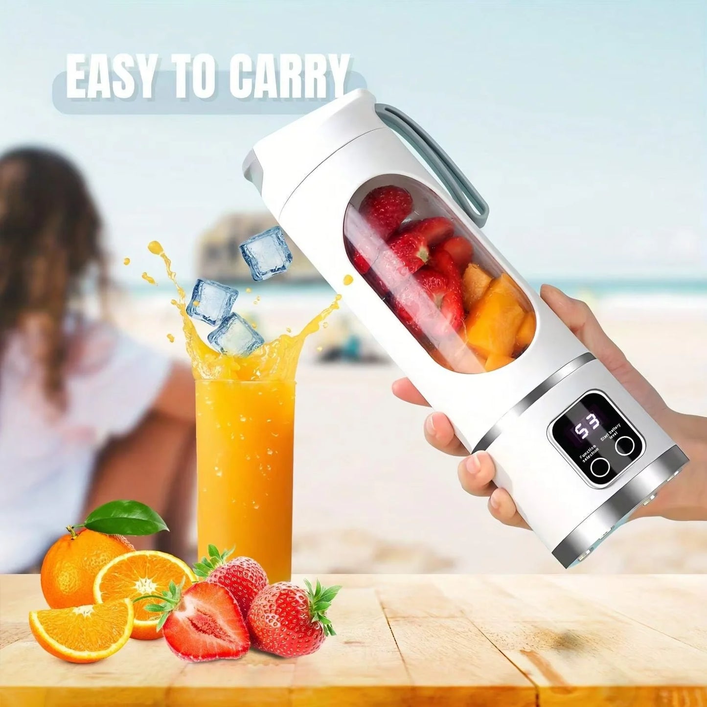 450ml Portable Juicer Cup 8/12 Blade Head USB Charging Mini Blender Electric Juicer 3 Gears Double Cover Fruit Mixer Ice Crusher