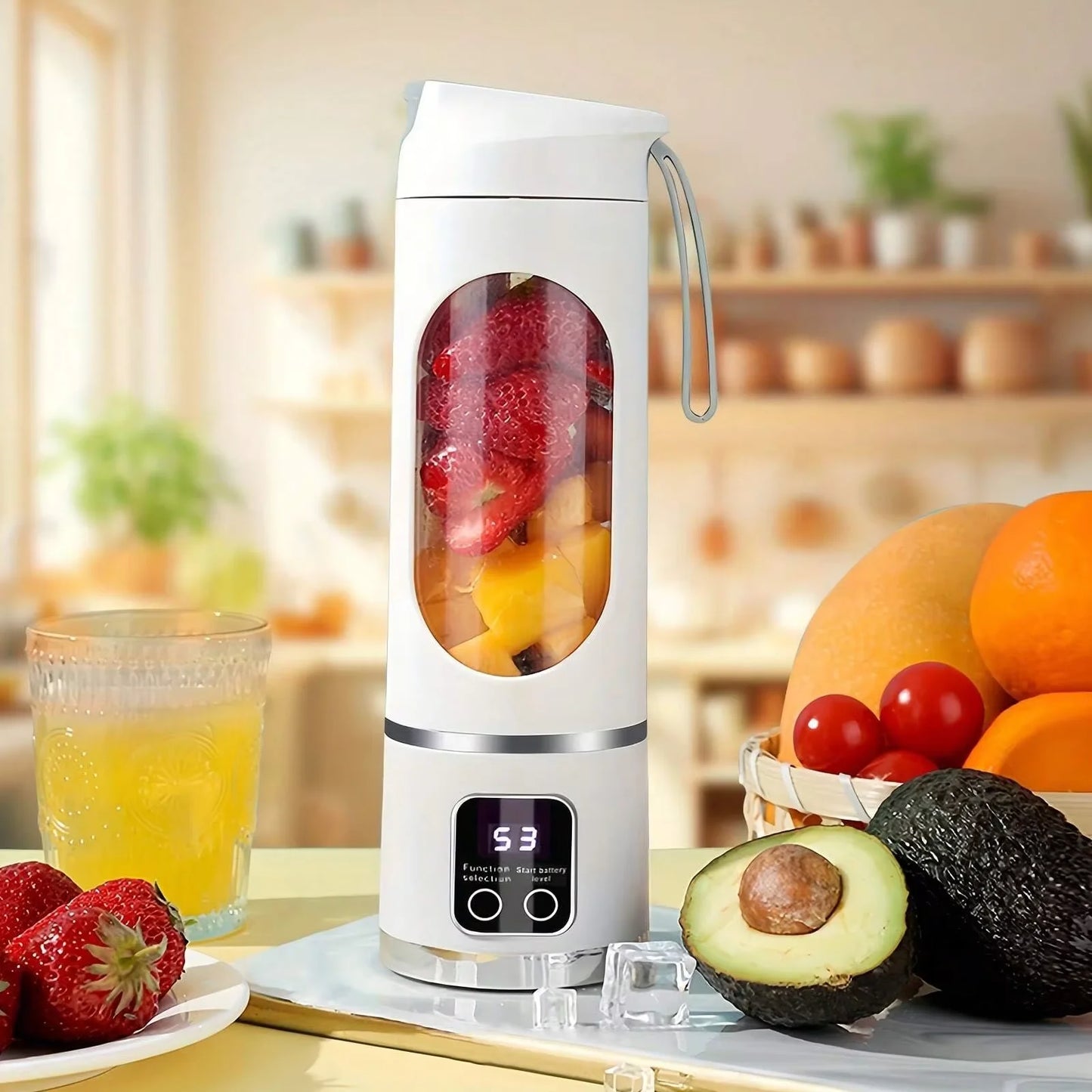 450ml Portable Juicer Cup 8/12 Blade Head USB Charging Mini Blender Electric Juicer 3 Gears Double Cover Fruit Mixer Ice Crusher