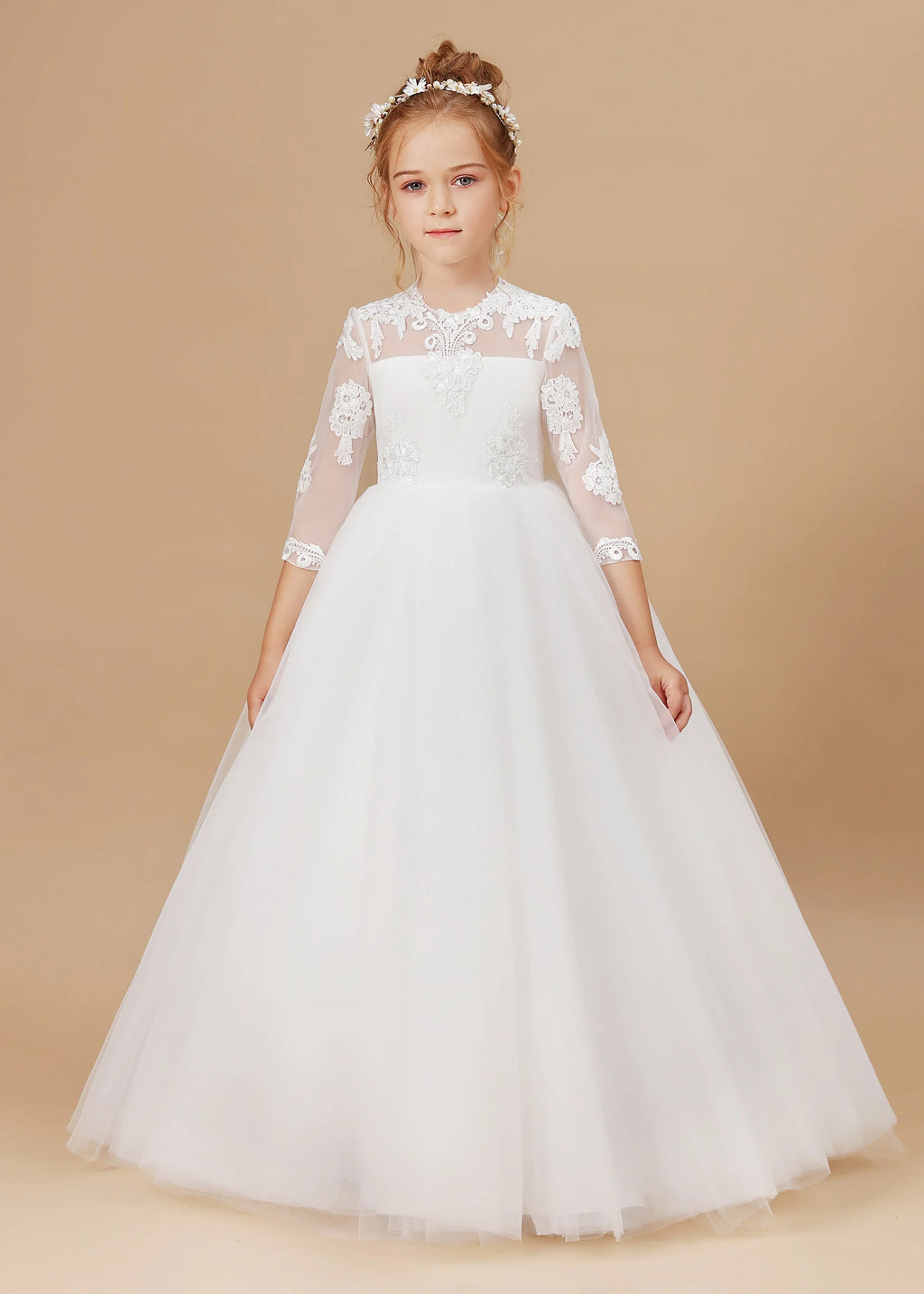 Kids' Princess Flower Girl Dress Wedding Ceremony First Communion Banquet Prom Night Celebration Event Ball Evening-Gown Party