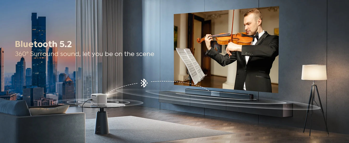 MINI Projector WiFi Bluetooth Projector 20000Lumens 720P Projectors Support 1080p Video for Home Outdoor Cinema Android YABER L1