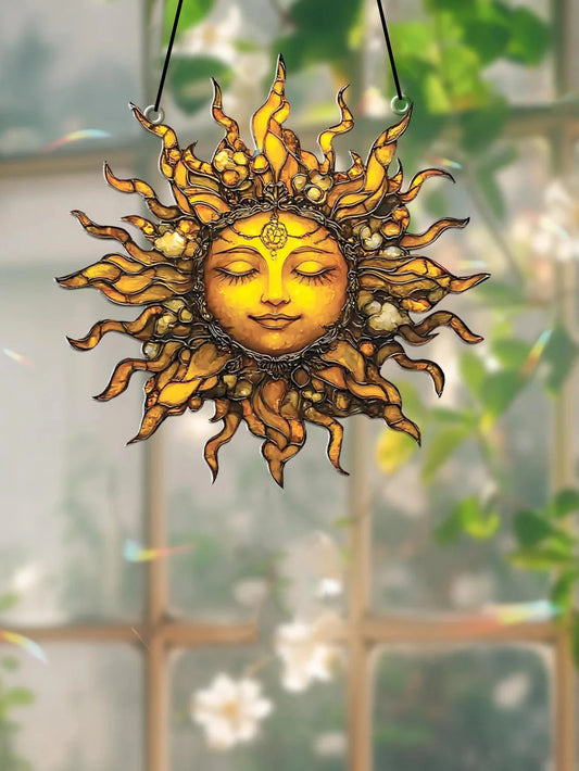 Boho Style Sun Face Suncatcher Bedroom Living Room Window Decor Sun Hanging Decorations Unique Gift for Home & Garden Art Lovers