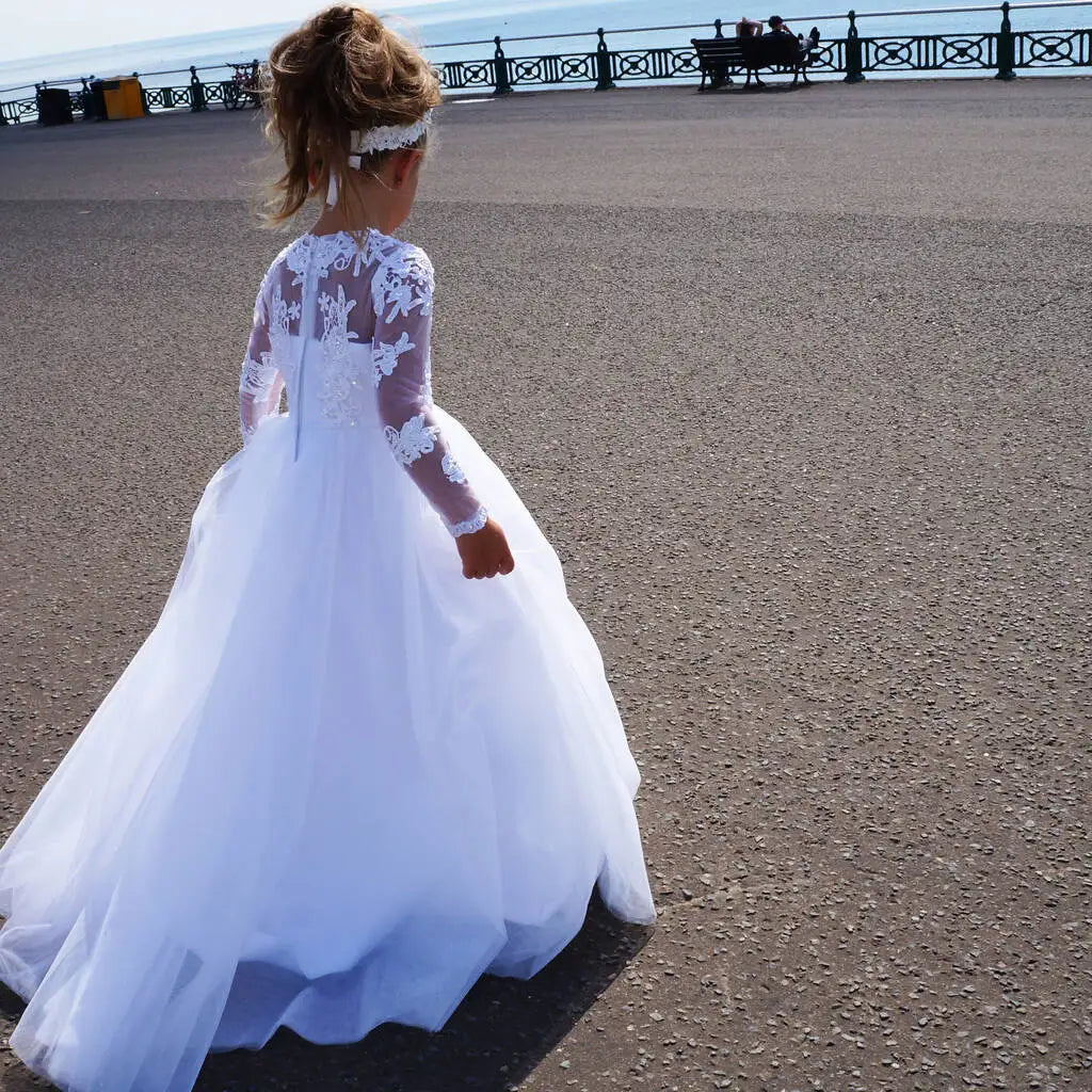 Kids' Princess Flower Girl Dress Wedding Ceremony First Communion Banquet Prom Night Celebration Event Ball Evening-Gown Party
