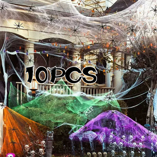 Halloween Decoration Party Accessories Decorations for Events Scream Festa Spider Web Black Outdoor Props Haunted House Spider