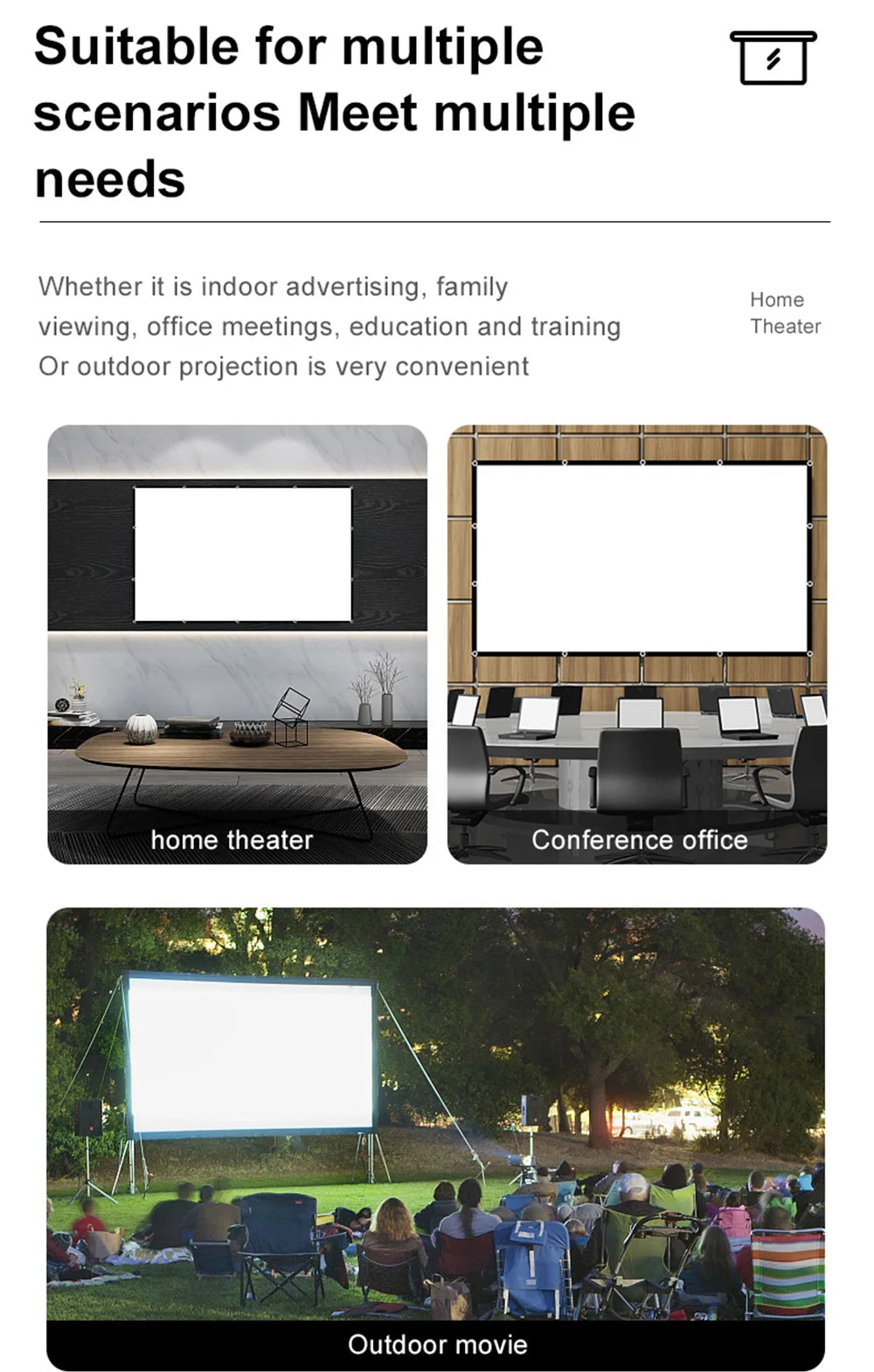 Velec Home Office Projector Screen Curtain Simple 100 120 inch Display Screen Household Bedroom Ornaments Proyector Accessories