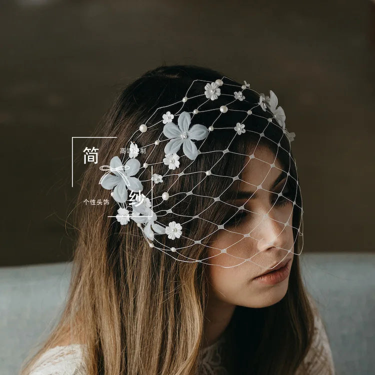 Elegant Bridal Birdcage Veils For Wedding Headdress Flower Face Veil Blusher Veils Women Fascinators Prom Party Hair Accesories