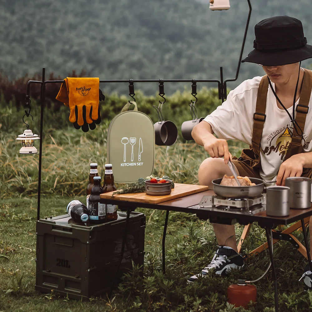 Portable outdoor cookware storage bag, outdoor camping kitchenware storage bag, tableware, picnic supplies,camping tools storage