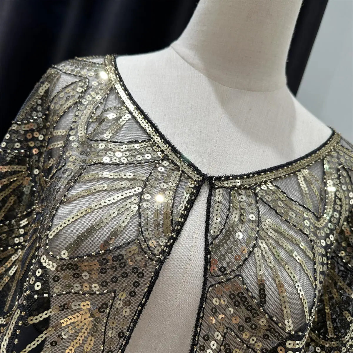 1920s Beaded Sequin Flapper Shawl Elegant Retro Lace Cape Wedding Evening Dress Outerwear Shawl 9 Colors