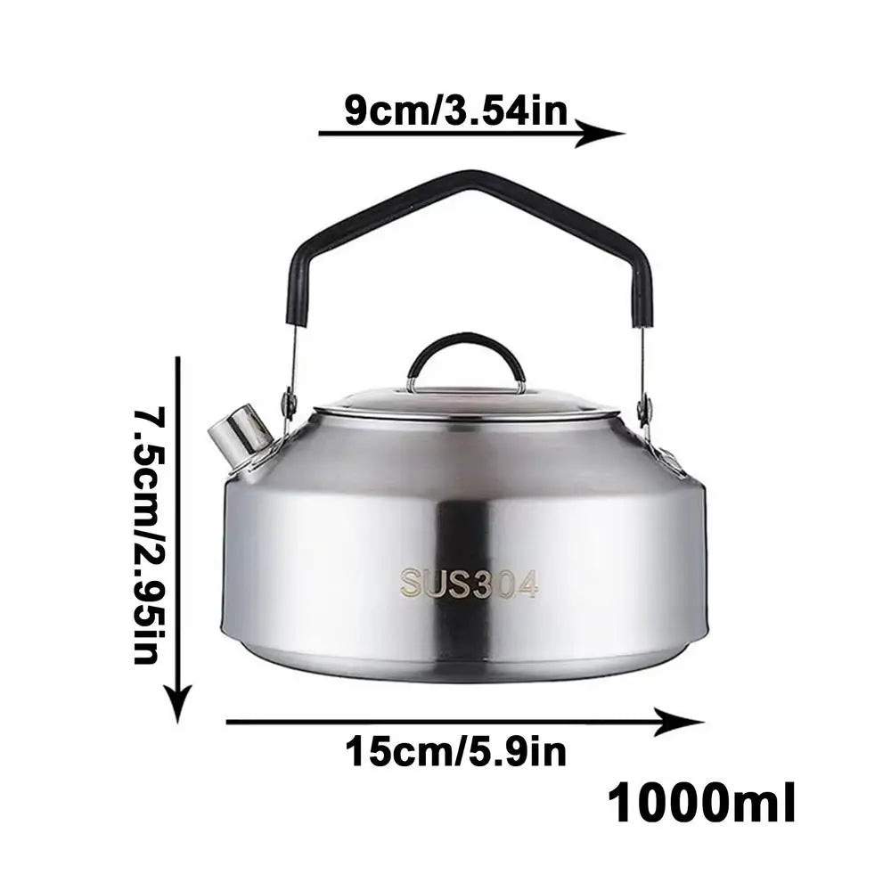 Camping Water Kettle 1L/1.5L Outdoor Coffee Kettle Tableware Picnic Supplies Equipment Utensils Camping Tea Kettle Cookware