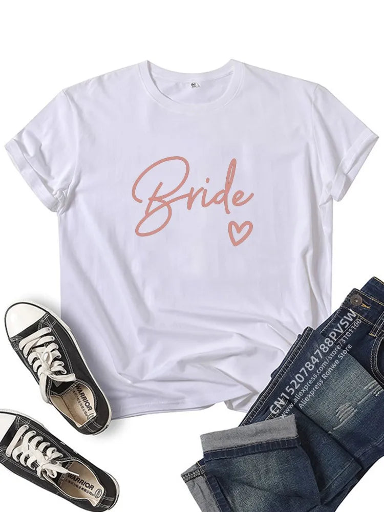 Hen Party Bachelorette Party White Grey Girl Wedding Female Tops Tees Women Team Bride Bride Squad T-shirts