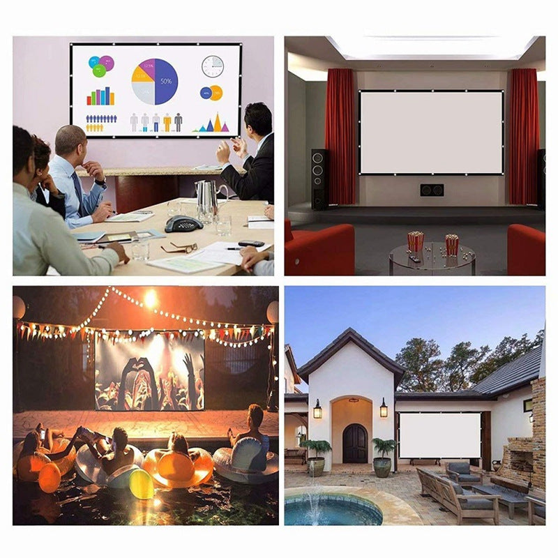 Portable Foldable Projector Screen 16:9 HD Outdoor Indoor Home Cinema Theater 3D Movie Accessories Roll-up Projector Screen