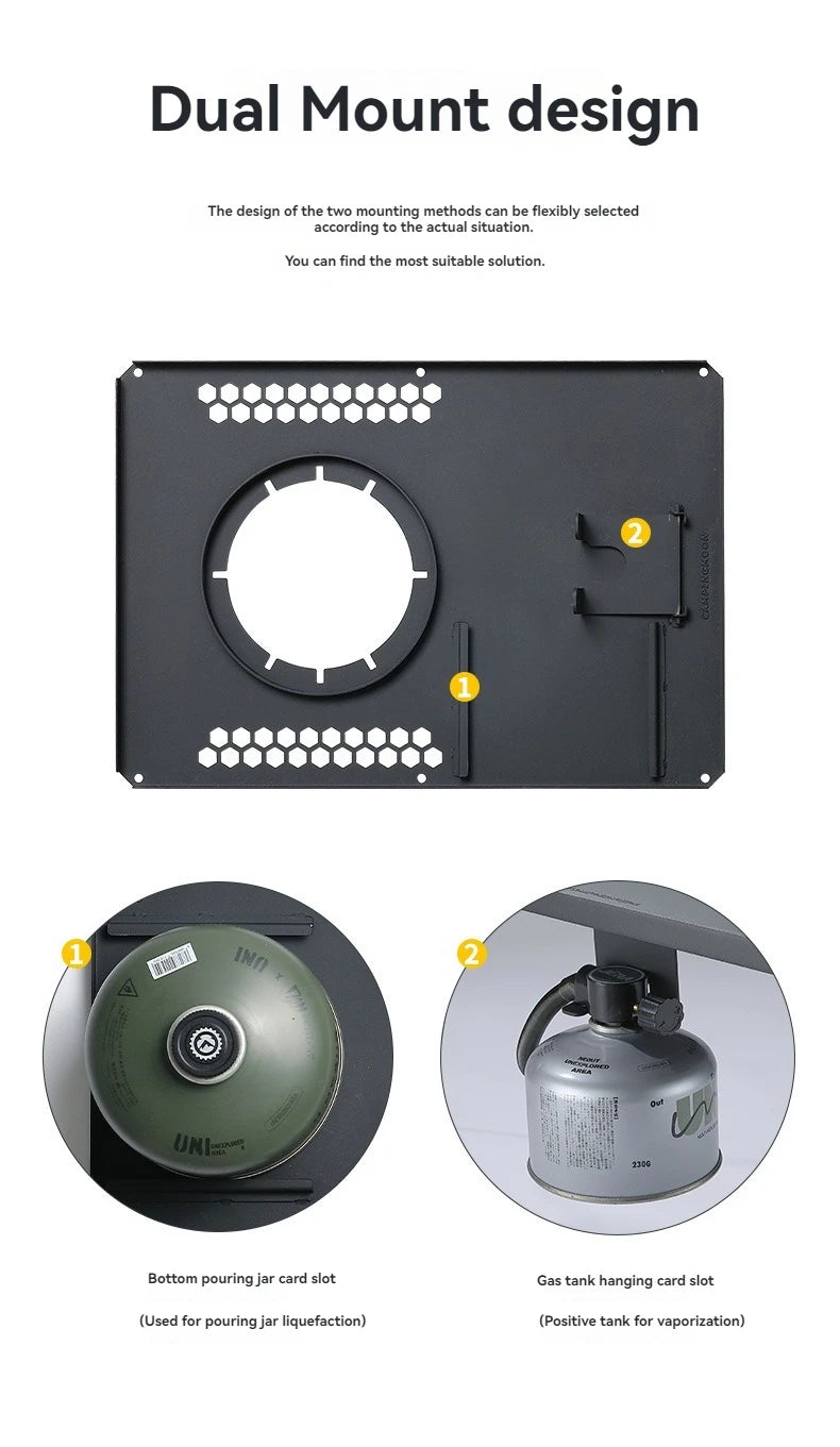 CAMPINGMOON Portable Camping IGT Korean Style Stove Unit Board Picnic Tea Table Multi-Purpose Middle Board for Outdoor Cooking