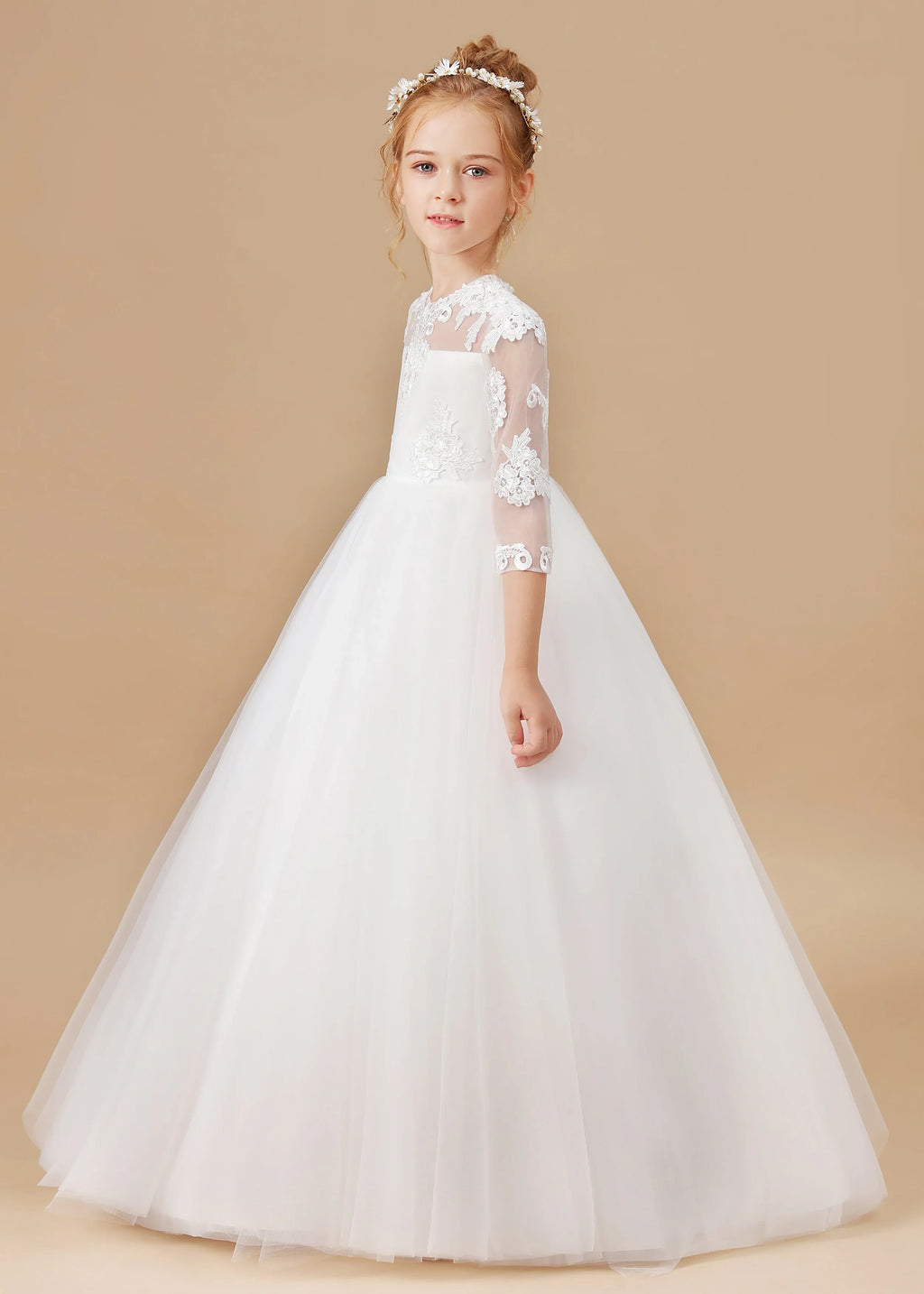 Kids' Princess Flower Girl Dress Wedding Ceremony First Communion Banquet Prom Night Celebration Event Ball Evening-Gown Party