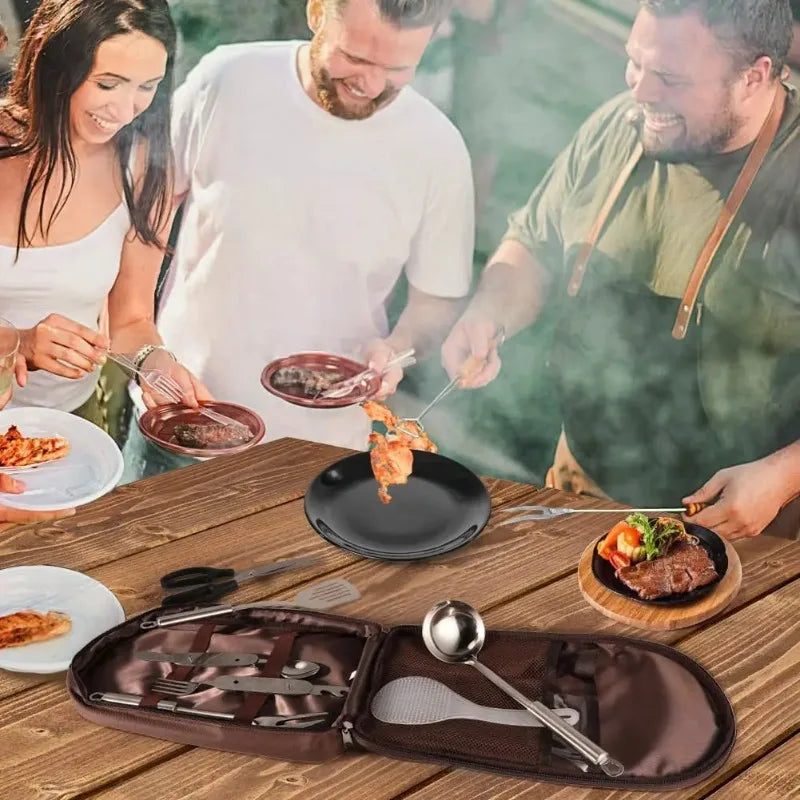 Portable outdoor cookware storage bag, outdoor camping kitchenware storage bag, tableware, picnic supplies,camping tools storage