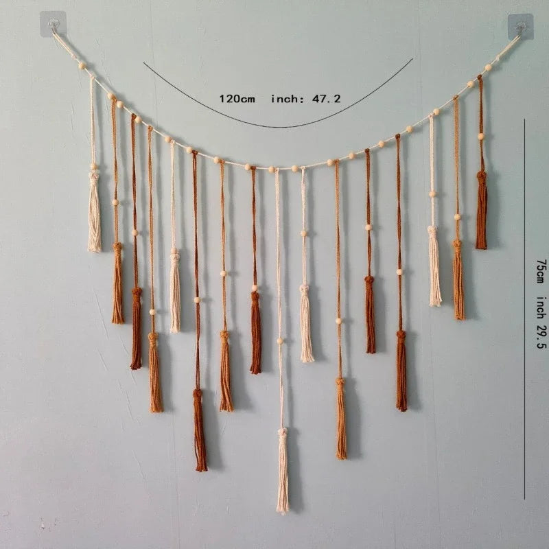 Boho Home Decoration, Macrame Tapestry Macrame Leaf Feather Wall Hanging Decor for Living Room Bedroom, Boho Wall Art Home Decor