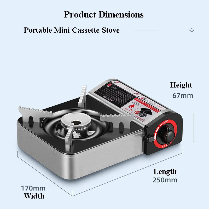 Outdoor Mini Gas Cooker Camping Hiking Picnic Portable Stove Fishing Hunting Cassette Warmer Barbecue BBQ Cooking Kitchen