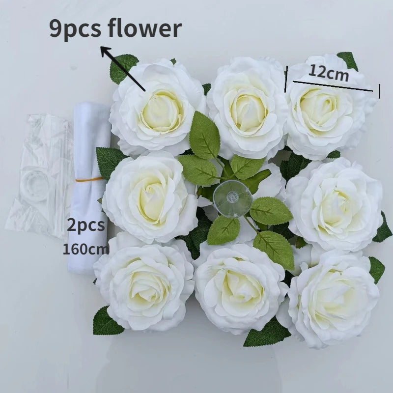 White Rose Artificial Flower for Wedding Car Decoration Bridal Car Decorations Door Handle Ribbons Silk Flower